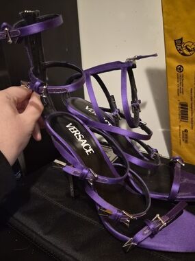 Versace Purple Strappy High Heel Sandals